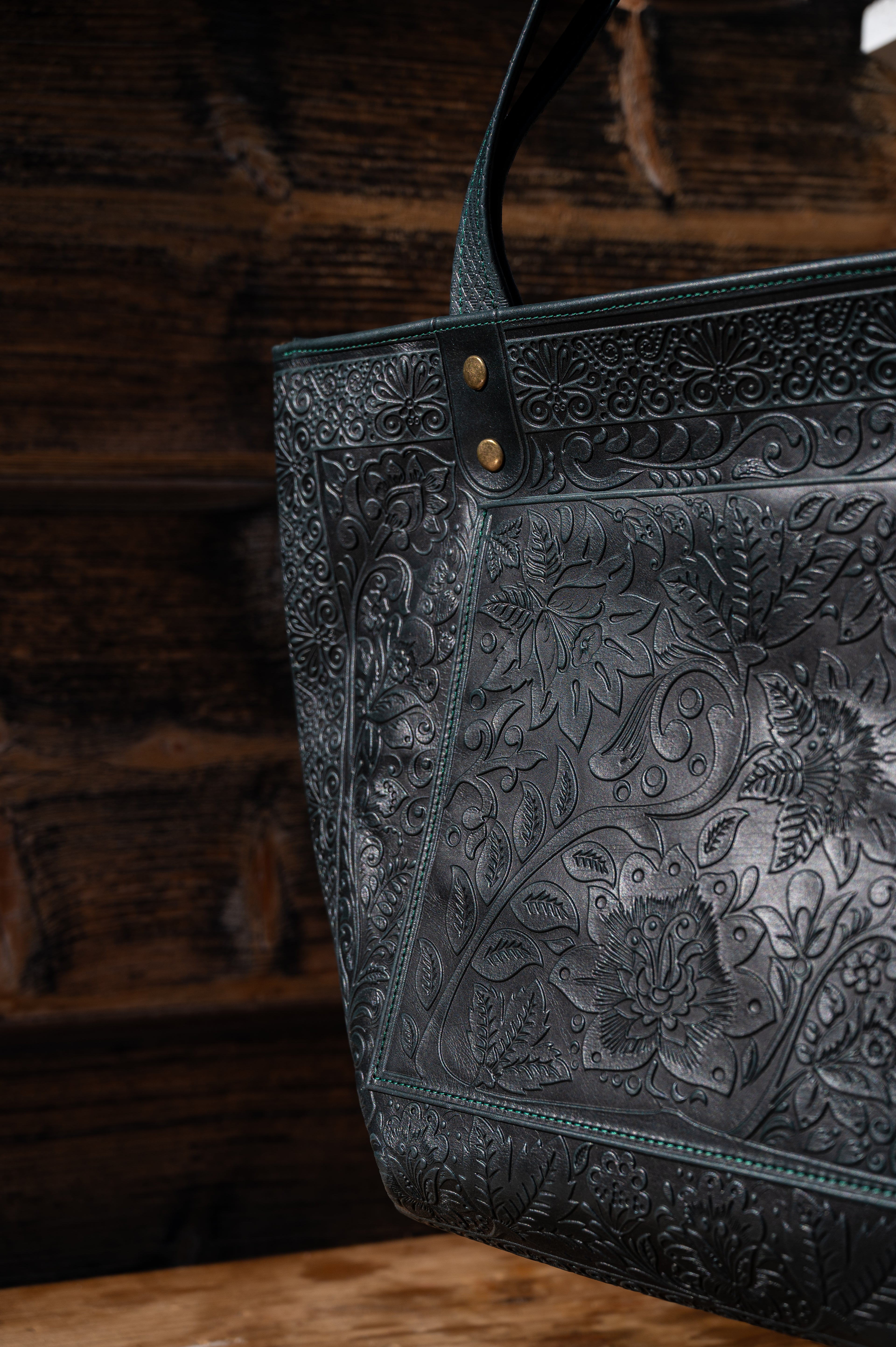 Leather bag “Flower Shopper”