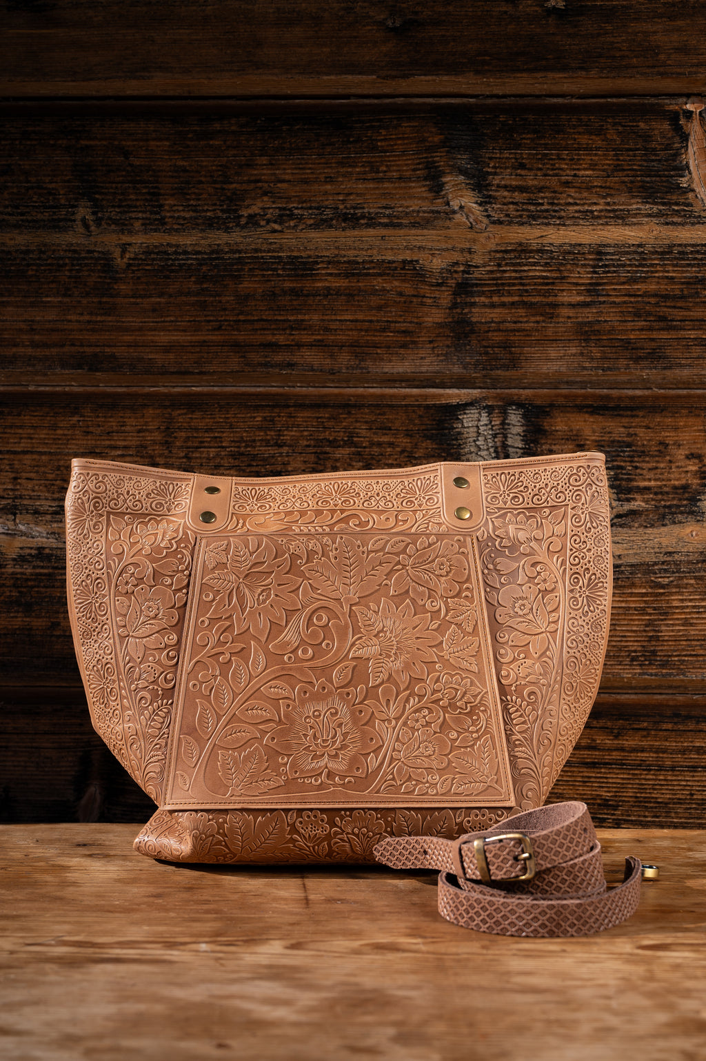 Leather bag “Flower Shopper”
